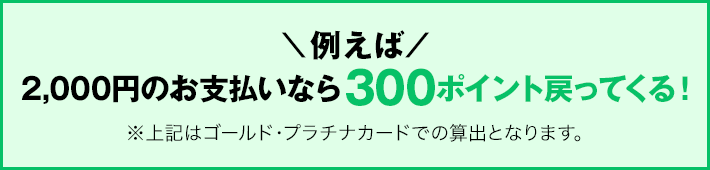 例えば2,000円の決済なら300ポイント戻ってくる!
