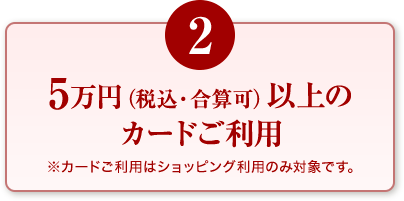 2：5万円（税込・合算可）以上のカードご利用