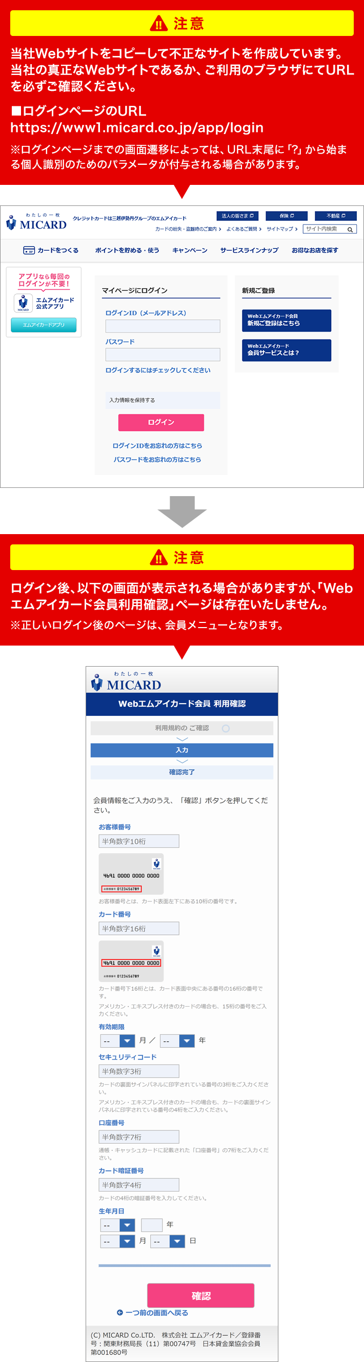 不審なサイト(フィッシングサイト)例